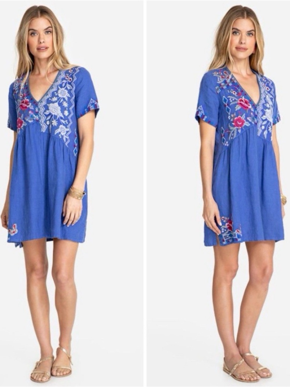 Johnny Was Lapis Blue Florence Asymmetric Tunic Dress, NWT, L